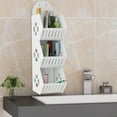 thumbnail image 4 of 3-Tier Wall Mounted Bathroom Storage Rack | PVC Shower Organizer with Hanging Rings | White Space-Saving Shelf for Toiletries & Cleaning Supplies, 4 of 6
