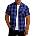 thumbnail image 2 of BUIGTTKLOP Mens Button down Plaid Shirt Short Sleeve Shirts Casual Summer Beach Shirts with Chest Pocket, 2 of 6