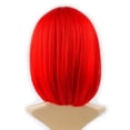 thumbnail image 5 of Peluca Bob roja con flequillo Pelucas Bob cortas de fibra sintética de 12 pulgadas para mujeres Pelucas Bob cortas y peluca Bob de Cosplay de Halloween con una gorra (rojo), 5 of 5