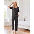 thumbnail image 7 of Avidlove Pajama Set for Women Ribbed Knit Lounge Set Short Sleeve Pj Tops and Long Pants Two Piece Matching Outfit Sets with Pockets, 7 of 7