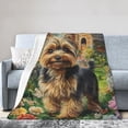 thumbnail image 3 of Cute Dog & Lush Flower Blanket, Soft & Warm Flannel 60x50, 3 of 6