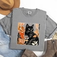 thumbnail image 4 of Black Cat Fall Leaves Distressed - Women's Garment Dyed Graphic T-Shirt, 4 of 12