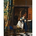 thumbnail image 2 of Vermeer, Johannes 26x32 White Modern Wood Framed Museum Art Print Titled - Allegory of the Catholic Faith, 2 of 4