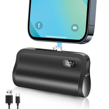 Yelomin Mini Portable Charger 6000mAh Power Bank,USB C Cell Phone Portable Power, LED Display Battery Pack Compatible With iPhone 16/15/15 plus/15 pro/15 pro Max/Android/Samsung/Moto/LG etc (Black)