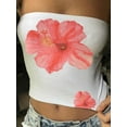 thumbnail image 5 of Musuos Women's Bandeau Tops Floral Print Boat Neck Slim Fit Summer Tube Tops Streetwear, 5 of 7