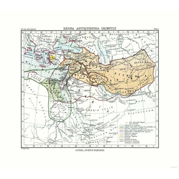 Historic Map - Kingdoms Ancient Middle East - Perthes 1896 - 25.87 x 23 - Vintage Wall Art