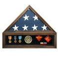 thumbnail image 2 of Military Shadow Box Display Case for Funeral Burial Flag for American Veterans Fits Folded 5x9.5’ Flag, Medal, Patches. Solid Wood and Glass.(Walnut), 2 of 6