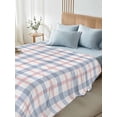 thumbnail image 4 of Abstract Plaid, King Size Flat Sheet, Wrinkleproof & Fadeproof Cooling Flat Bed Sheet Only, Minimalistic Multi Colors Country Rustic Plaid Breathable Soft Bedding Top Sheets 105 x 98 Inches, 4 of 8