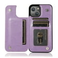 thumbnail image 6 of Compatible with iPhone 15 Case Wallet with Card Holder,Embossed Butterfly Pattern PU Leather Double Magnetic Buttons Flip Shockproof Protective Cover for iPhone 15 6.1 Inch, Purple, 6 of 9