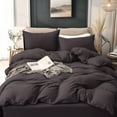 thumbnail image 4 of Pure Era Duvet Cover Set,Jersey Cotton Ultra Soft As T-Shirt 100% Cotton Bedding Set King Size Dark Deep Brown( 1 x Duvet Cover,2 x Pillow Shams), 4 of 6
