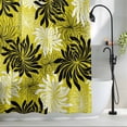 thumbnail image 2 of Yellow Black Floral Shower Curtain, Vintage Yellow White Black Flower Waterproof Shower Curtain Set with 12 Hooks Lightweight Bath Curtains Fabric Bathroom Decor 36x72 Inches, 2 of 9