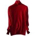 thumbnail image 1 of UJNDER Chandail à Col Roulé en Tricot pour Femmes Classique d'Hiver Chandail Confortable Décontracté Bourgogne TTTG, 1 of 3