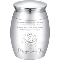 Mini Elephant Urn Silver Metal Urn Alloy Decorative I Miss You Every Day Pets Human Keepsake Memorial Cremation Small Ashes Holder Container for Funeral Burial Male Female 1.6 x 1.2 Inch