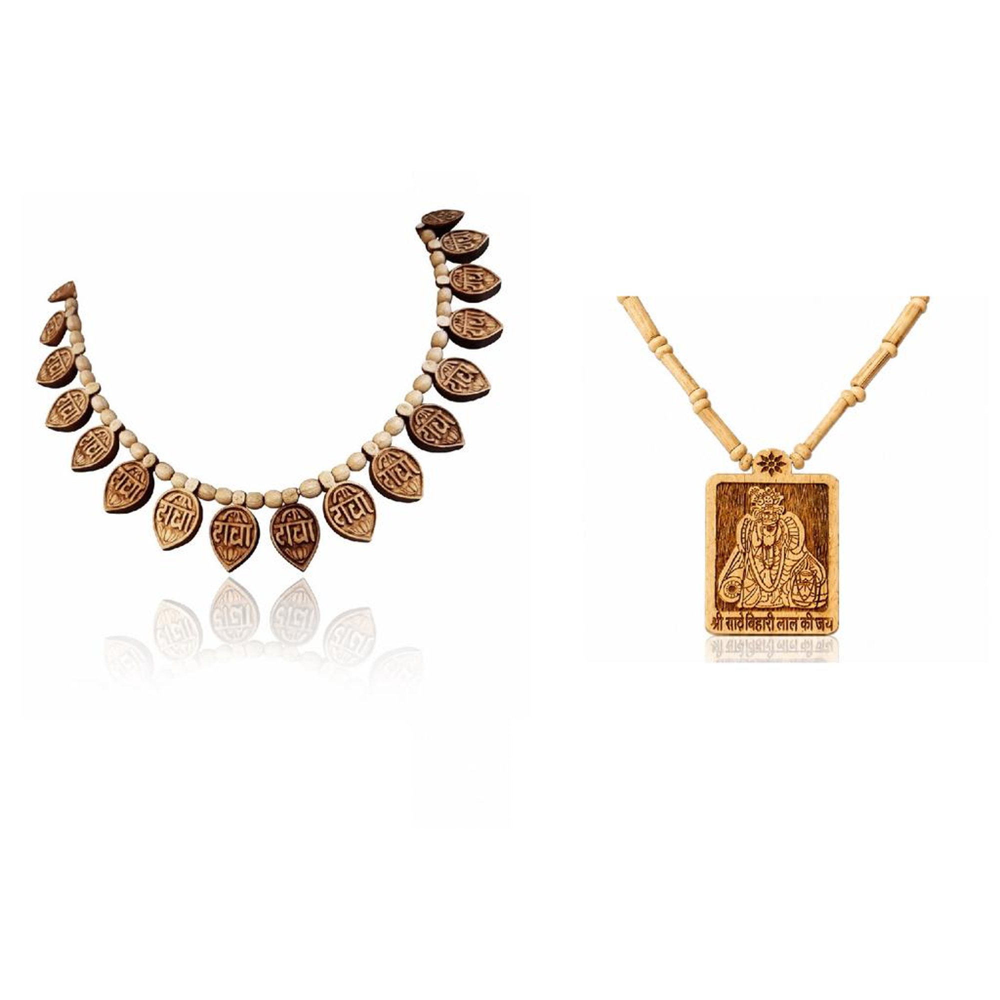 Spiritual Combination of Shri radha name 16 pendantTulsi mala and exquisite Shri Bihariji Tulsi mala,Spritual Pendant Necklace for Women and Men