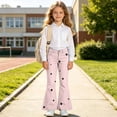 thumbnail image 6 of Spazoro Girls Flare Pants with Pockets, Flare Leg Star Print Button Closure Loose Fit Zip Up Casual Bell Bottom Trousers Pink Size 8-9, 6 of 9