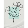 thumbnail image 3 of 100% Cotton Women's Casual Crew Neck Floral Graphic with Slight Stretch and Minimalist Line Art Flower Print Tee For Adult, Men, Women, Teen, Teenager, Adolescent, Youth, 3 of 7