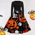 thumbnail image 2 of Women's Stylish Halloween Print Casual Dress Fashionable Party Outfit Versatile Everyday Wear Comfortable Fall Long Sleeve A-Line Swing Dress, 2 of 2