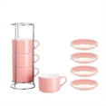 thumbnail image 1 of Tazas de Capuchino Apilables de Porcelana con Platillos y Soporte de Metal, Tazas de Espresso para Café con Leche, Café Especial C, 1 of 7