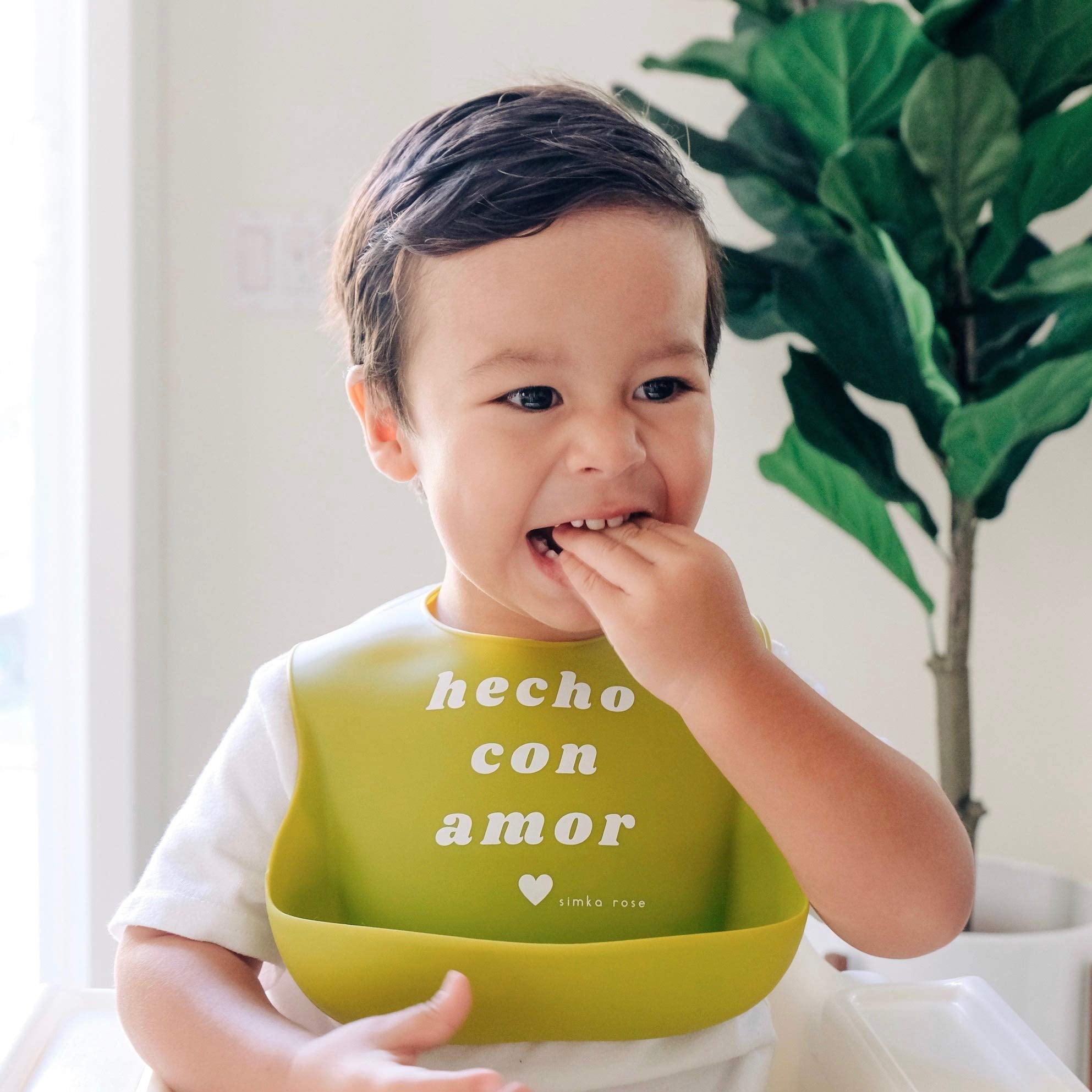 Simka Rose Silicone Baby Bibs - Waterproof Bib Set, Emerald/Gold/Mint