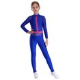 thumbnail image 2 of TiaoBug Kids Girls Gymnastics Sports Jumpsuit Full Length Yoga Acrobatics Practice Athletic Tank Bodysuit Blue 14, 2 of 7