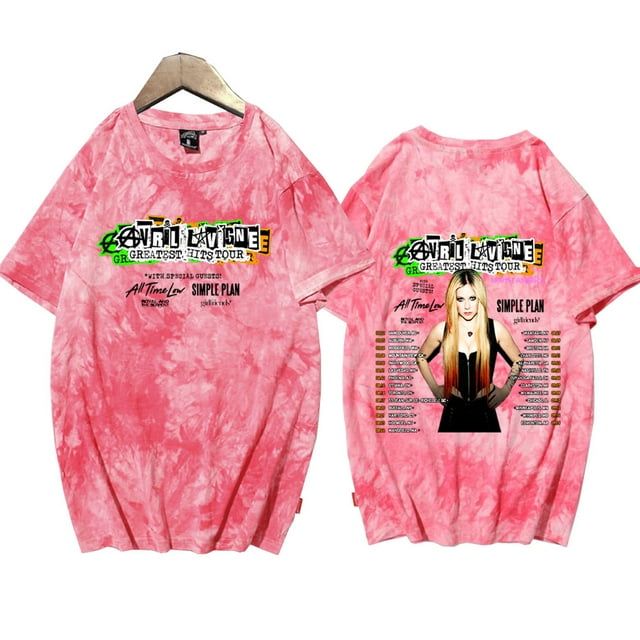 Avril Lavigne Greatest Hits Tour 2024 Tie Dye Shirts Unisex Round Neck Short Sleeve Tee FJH
