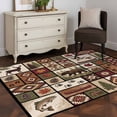 thumbnail image 3 of Country Patch Plaid Area Rugs 4'x6', Washable Small Throw Rugs for Office Bathroom, Brown Farmhouse Retro Bear Deer Cabin Indoor Outdoor Rug Non-Slip Low Pile Carpet Runner Reversible Floor Mats, 3 of 8