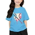 thumbnail image 1 of Chemises Filles Imprimées Col Rond Manches Courtes T-Shirt Garçons Filles Tee Confortable Tee Shirt Enfant Bleu 3 Ans-4 Ans, 1 of 6