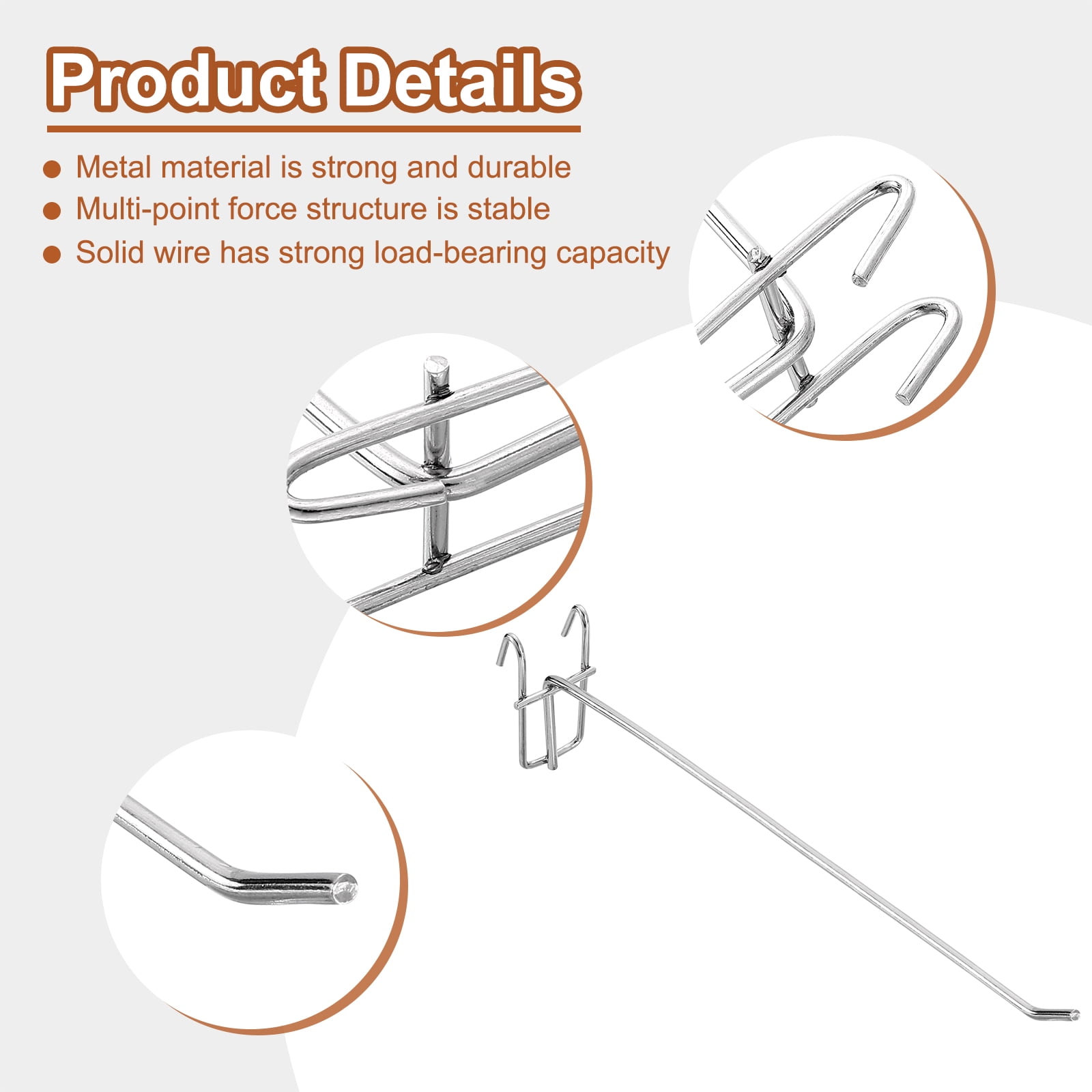 Uxcell 25Pack 9.84" Pegboard Hook Display Hook, Grid Wall Bracket Peg Board Display Hook