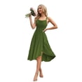 thumbnail image 1 of Vestido de dama de honor OEUVIF verde oliva corto con cuello vuelto 2025, 1 of 7