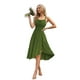 thumbnail image 1 of Vestido de dama de honor OEUVIF, cuello vuelto, corto, chifón verde oliva, 1 of 7
