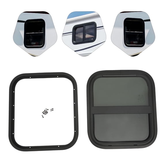 14'' W x 16'' H Universal Vertical Sliding Windows Aluminum Window For Cargo Trailer Camper W/ Mounting Trim Rings