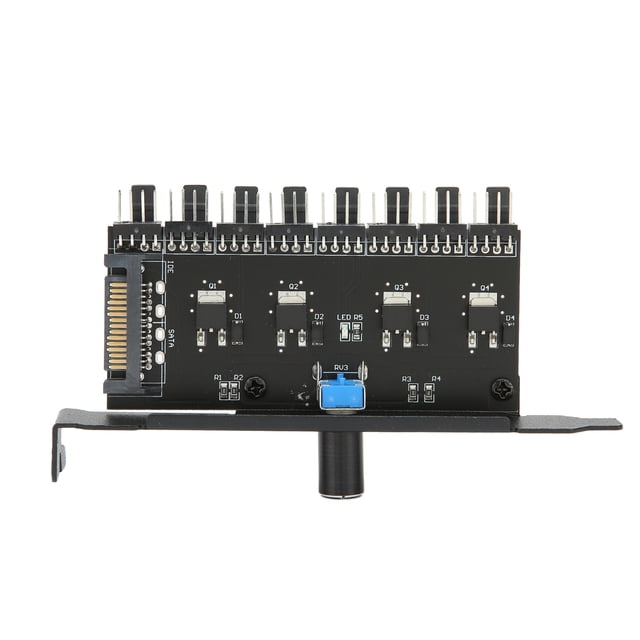 Leftwei PC Chasis Fan Hub CPU Cooling Hub Fan Hub 12V 3 Pines 4 Pines 1 Perilla 8 Canales Controlador de Velocidad de Ventilador Estable y Preciso con Tornillo para Chasis de CPU