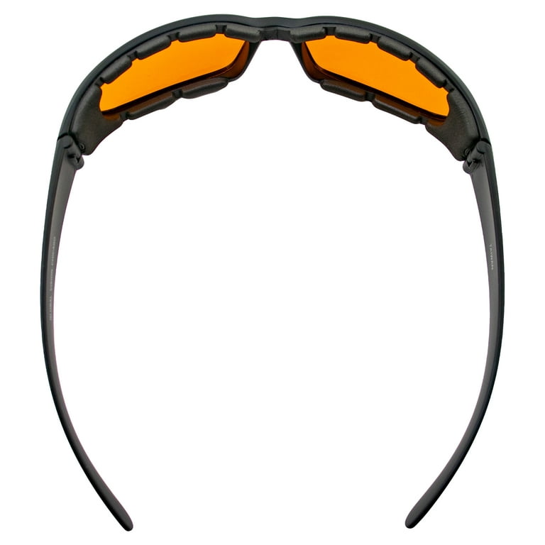 Global Vision Chicago Padded Motorcycle Safety Sunglasses for Men & Women Black Frame w/Orange Lens & Rx-able