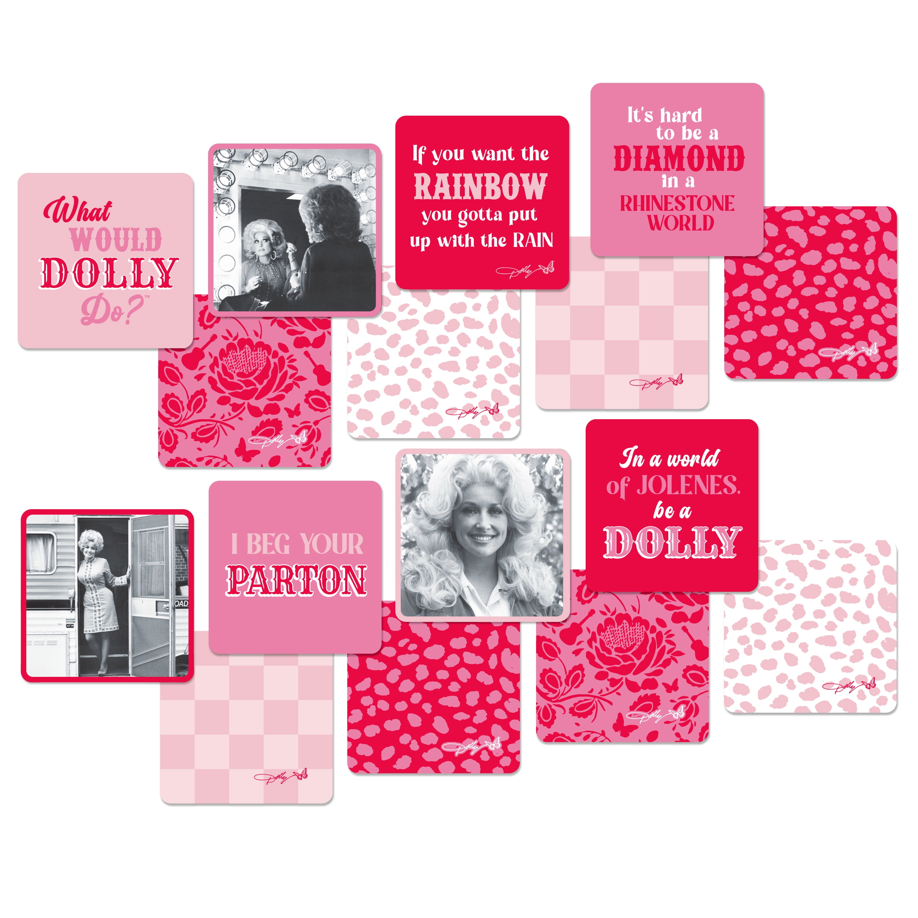 (2 pack) Dolly Parton Double Sided Multi-Color Coasters, 8 Count