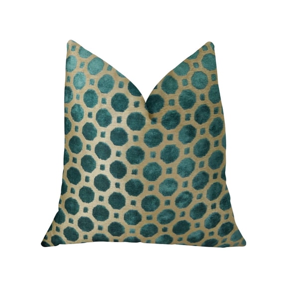 Plutus Velvet Turquoise Handmade Throw Pillow, (22" x 22")