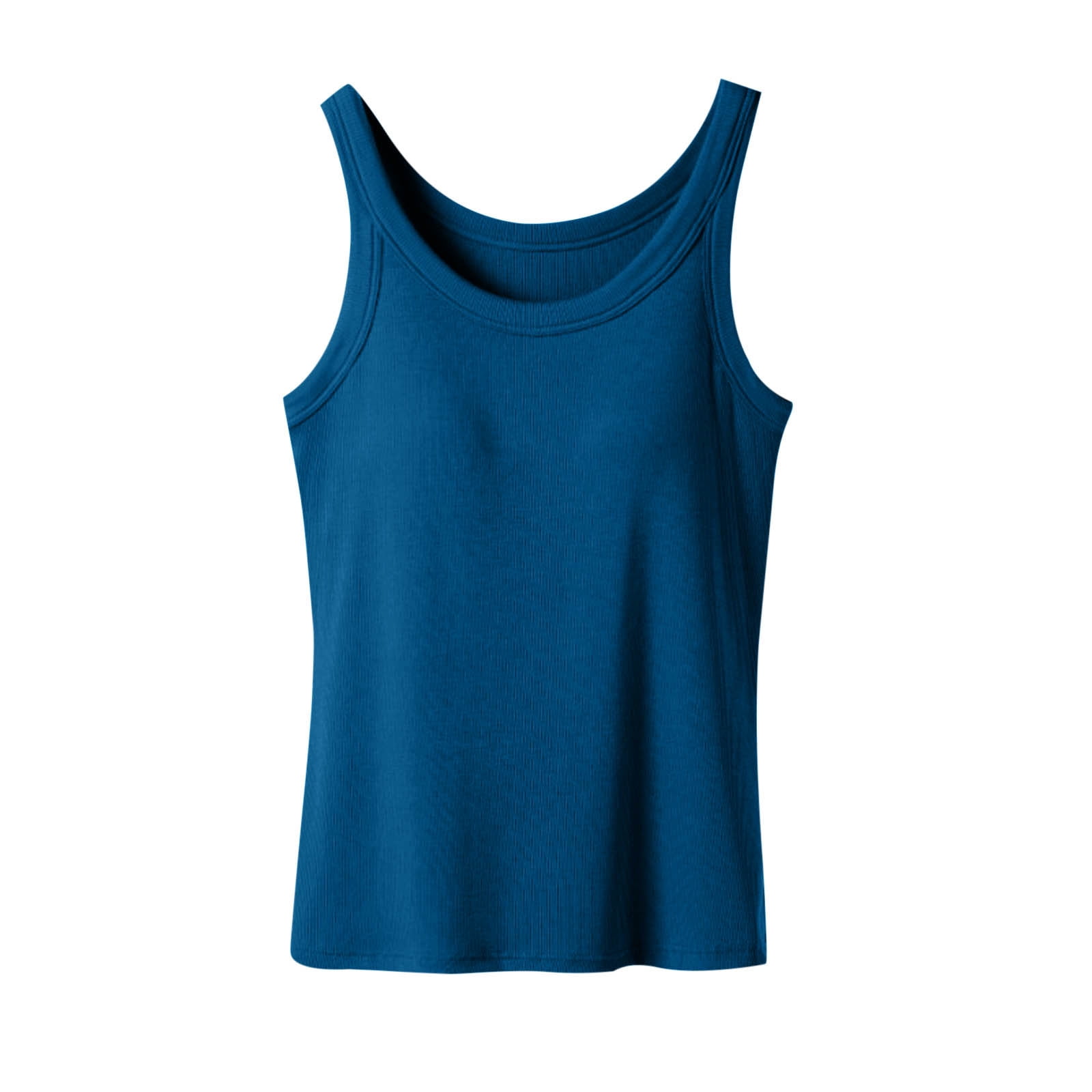ylioge Womens Plus Size Tank Tops Built in Bras L-5X Sleeveless Crewneck Camisoles Pullover Stretchy Slim Solid Color Basic Loungewear Workout Vests