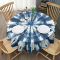 thumbnail image 3 of Blue White Tie Dye Mandala Pattern Round Tablecloth 60"x60",Wrinkle Wipeable Table Cloth for Kitchen Dining Room Picnic Patio Party, 3 of 6