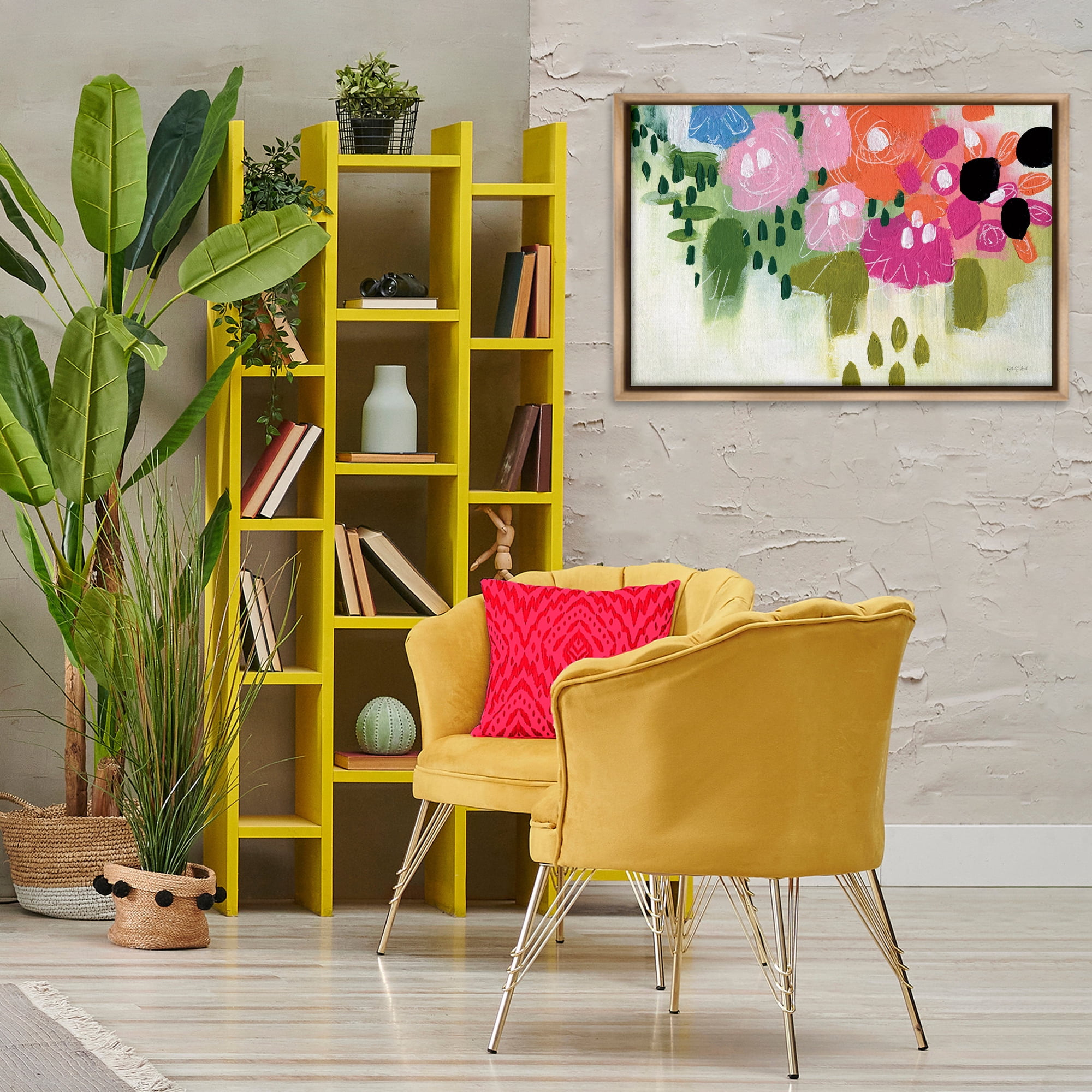 Stupell Industries Abstract Brushed Floral Botanical & Floral Painting Brown Floater Framed Art Print Wall Art, 31 x 21