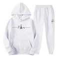 thumbnail image 4 of Dwelliawo Men's Tracksuit 2 Piece Hoodie and Sweatpants Solid Color Relaxed Fit Pullover Hoodies Joggers Sport Pants Set Sweat Fall Winter Suits with Pockets White M, 4 of 5
