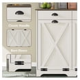 thumbnail image 5 of Farmhouse Trash Can Cabinet, Double Tilt Out Trash Bin Cabinet with Barn Doors & Hideaway Drawers for Kitchen, Antique White, 5 of 6