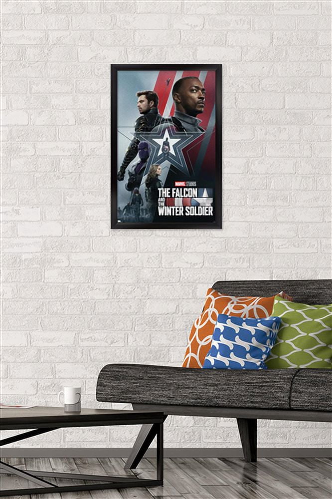 Marvel Falcon and Winter Soldier - Group One Sheet Wall Poster, 14.725" x 22.375", Framed