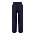 thumbnail image 5 of Sakmal Pleated Women's Pants Work Cotton Linen Straight Leg Business Casual Blue Full Length Solid High Waisted Pants, 5 of 5