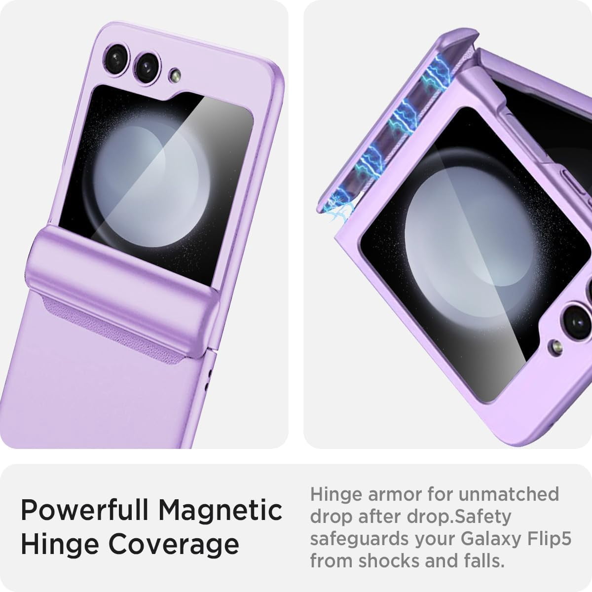 Case for Samsung Galaxy Flip 5 Case, |Built-in Clear Screen Protector Slim Folding Free Military-Grade Anti-Drop Shockproof| Magnetic Hinge Phone Case for Samsung Flip 5 Violet