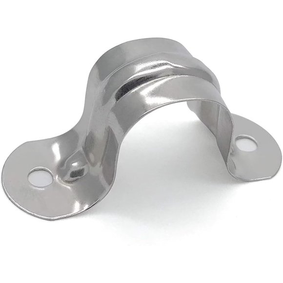 shiyou-1/4inch Two Hole Strap U Bracket Stainless Steel Tube Strap Tension Clip Assortment Kit Heavy Duty Rigid Pipe Strap Clamp for The Inner Diameter of Water Pipe is 1/4inch 100Pcs (16mm)