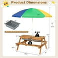 thumbnail image 2 of Infans 3-in-1 Kids Picnic Table Wooden Outdoor Sand & Water Table w/Umbrella Play Boxes, 2 of 7