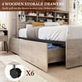 thumbnail image 7 of Homhougo Queen Bed Frame with Bookcase Headboard and 4 Large Drawers, Storage Wooden Bed Frame Queen Size No Box Spring Needed, Duty Metal Slats, Noise Free, Easy Assembly, Grey, 7 of 7