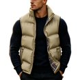 thumbnail image 4 of Mifsaly Mens Warm Puffer Vests Padded Zip Up Stand Collar Quilted Vest Fall Winter Daily Going Out Sports Travel Casual Outfits with Zipper Pockets, 4 of 9