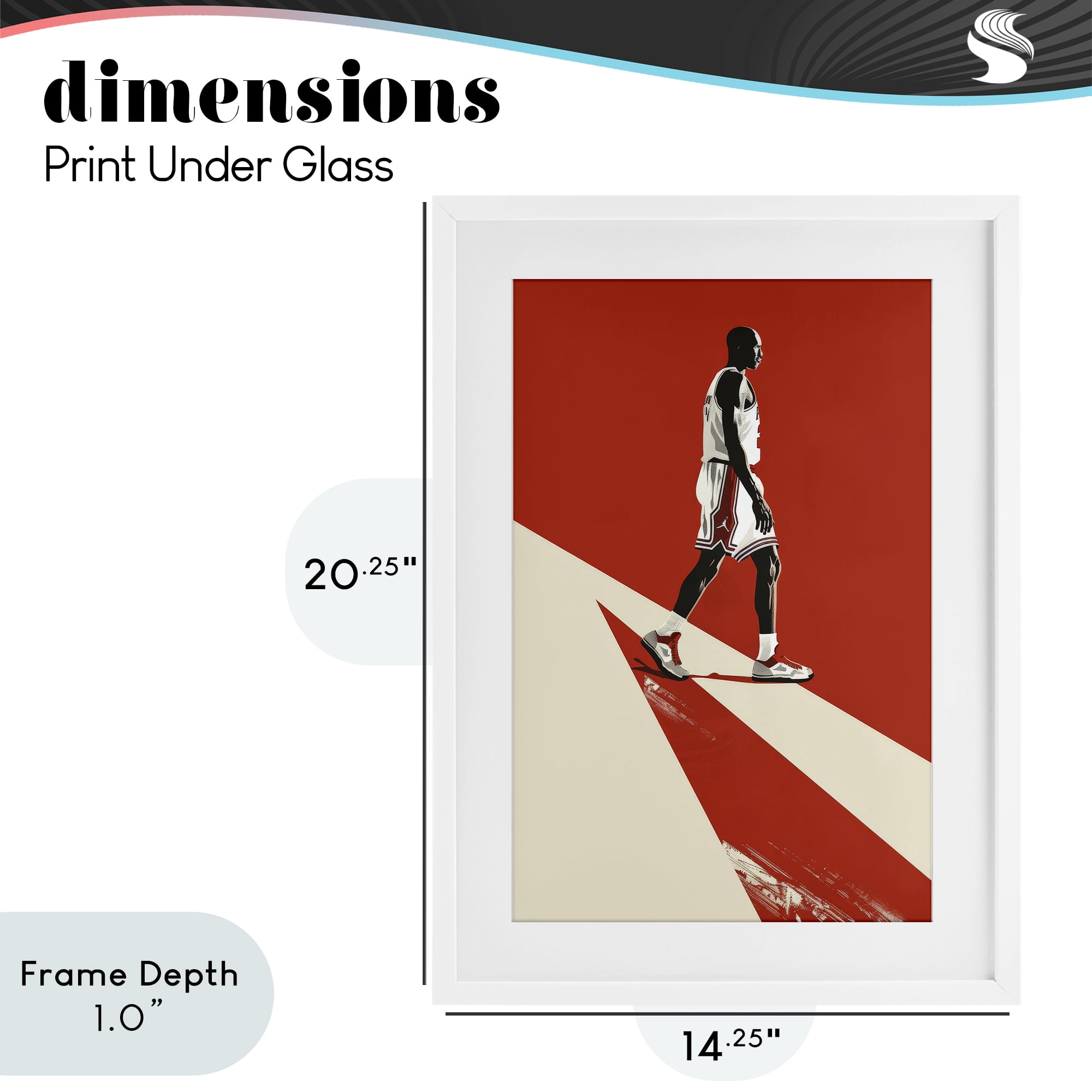 Stupell Industries Retro Basketball Legend White Framed Print Under Glass, design by Ray Powers