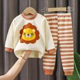 thumbnail image 2 of TOWED22 Infant Girl Cute Clothing Fall Winter Clothing Set 2 Piece Print Long Sleeve Soft Top and Relaxed Joggers Clothes(Beige,6-12 M), 2 of 4