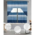 thumbnail image 3 of Dark Blue Ombre Stripes Kitchen Curtains Sets 24 Inch Length with Valance, Chic Vintage Simple Abstract Art Swag Valances and Tiers Curtain Set Drapes Swag Curtains for Living Room, Bathroom, Bedroom, 3 of 6